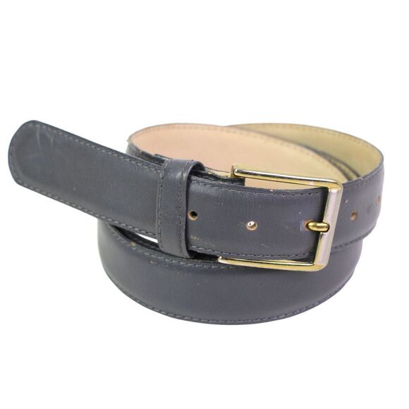 VTG GRAY GENUINE LEATHER 1 1/8"Wd STITCH DRESS CASUAL MEN'S BELT Sz 36 (R83 - Picture 2 of 13